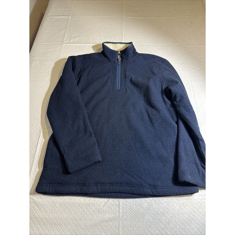 ORVIS Mens‎ Medium 1/4 Zip Pullover Sherpa Lined Sweater Blue Heavyweight
